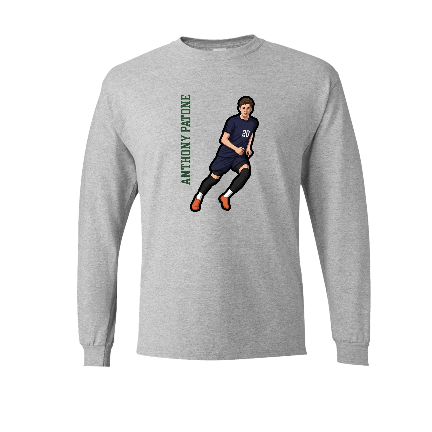 Long Sleeve Tee — Name Vertical in Grey