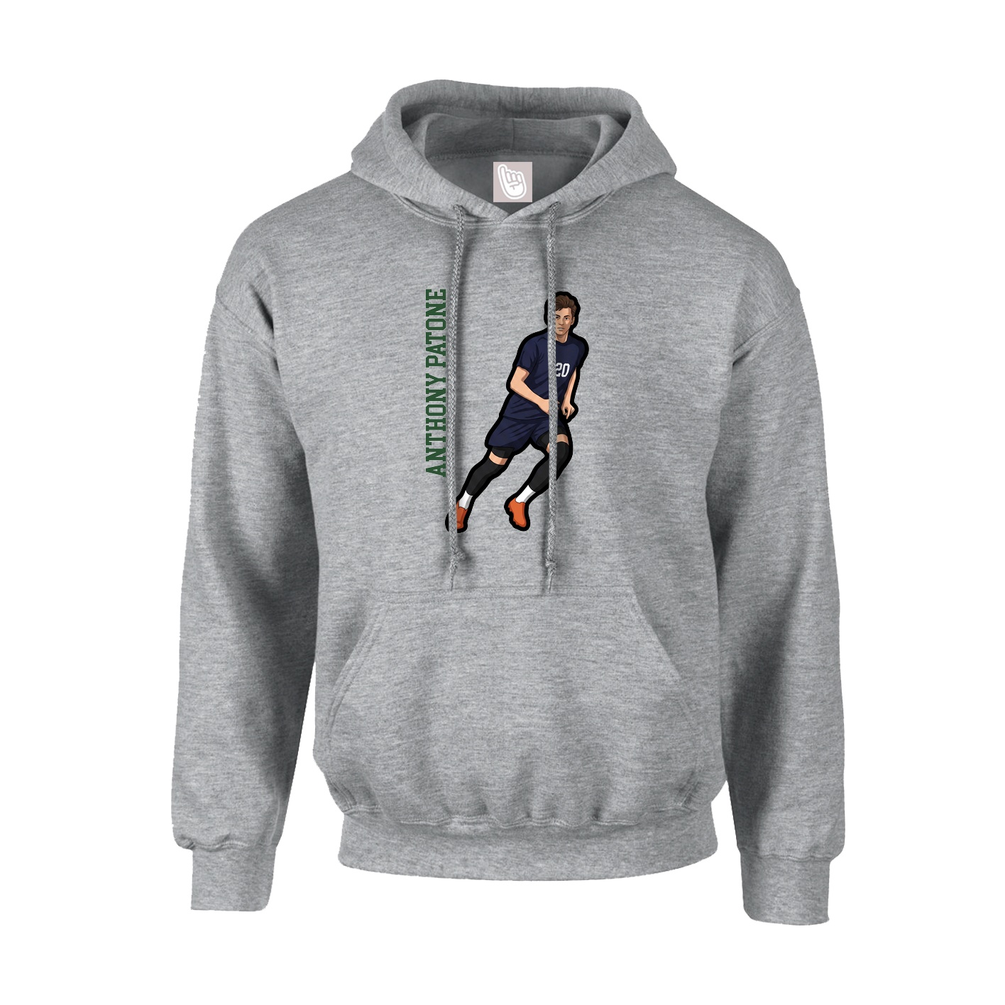 Hoodie — Name Vertical in Grey