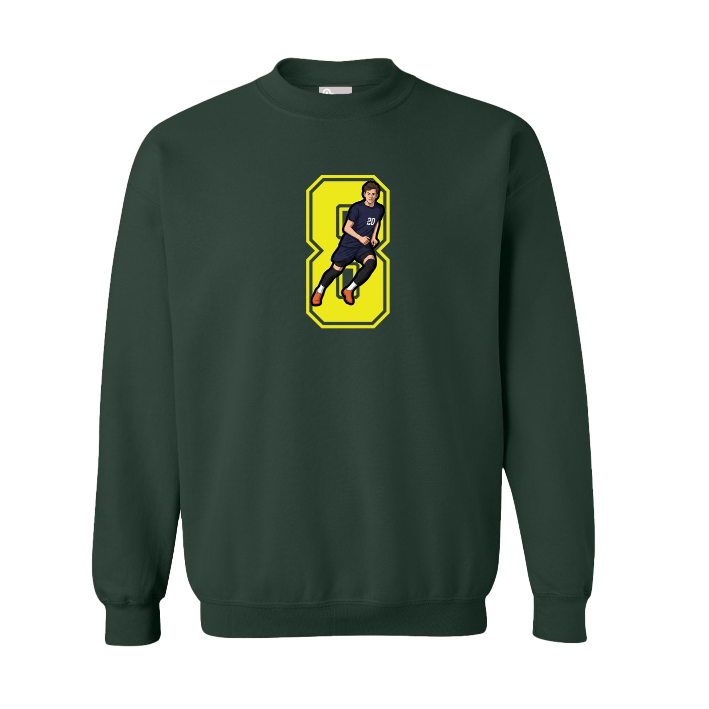 Fleece Crew — Number in Green