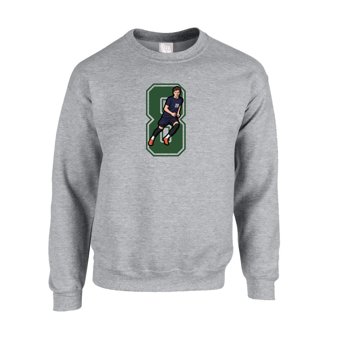 Fleece Crew — Number in Grey