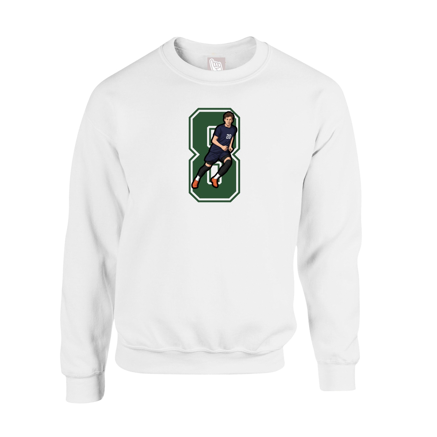 Fleece Crew — Number in White