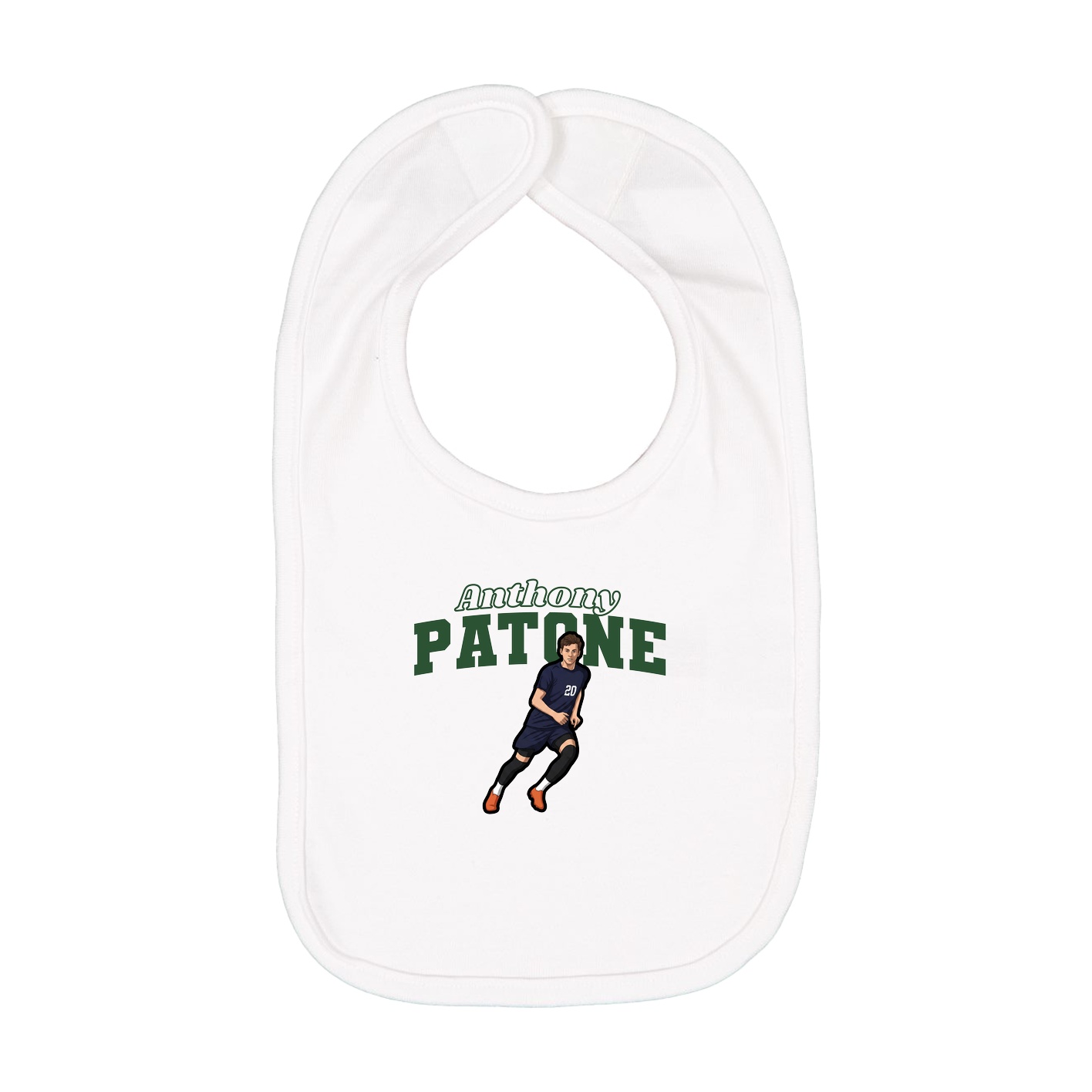 Infant Bib — Name Arch in White