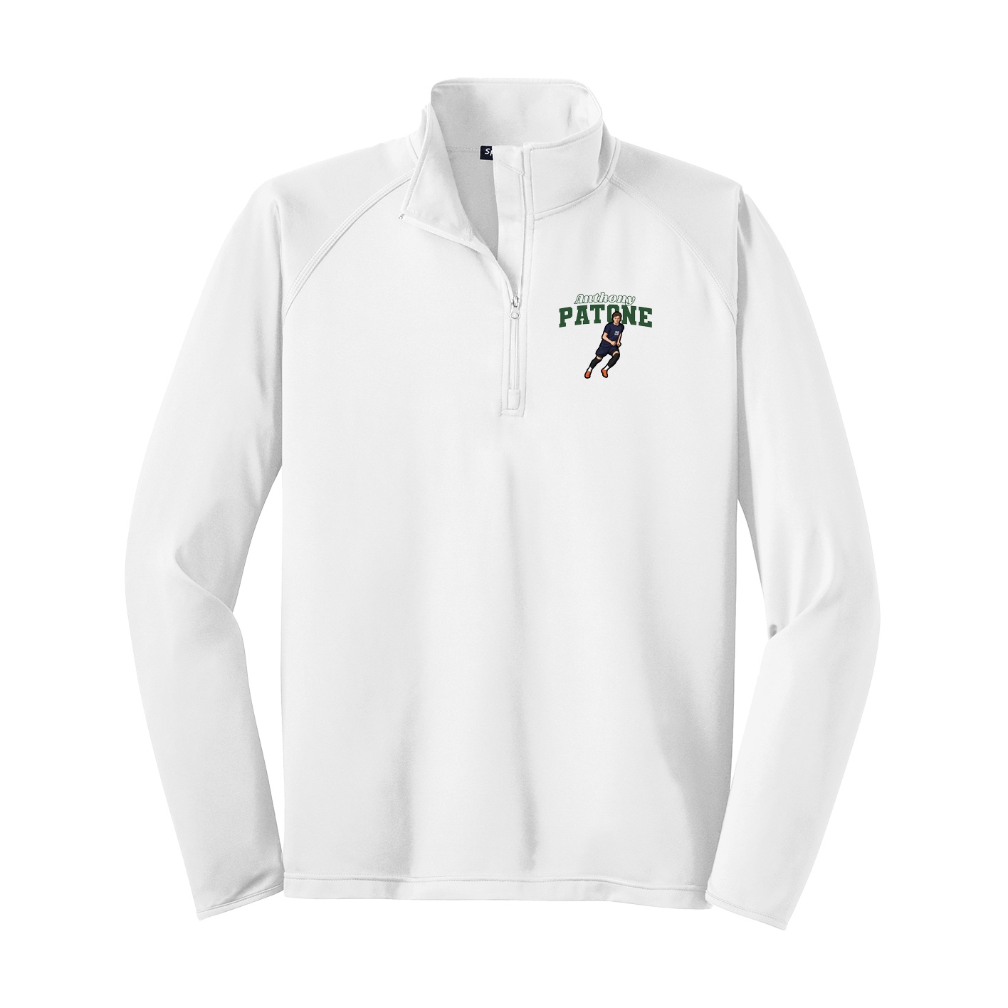 Q-Zip Pullover — Name Arch in White