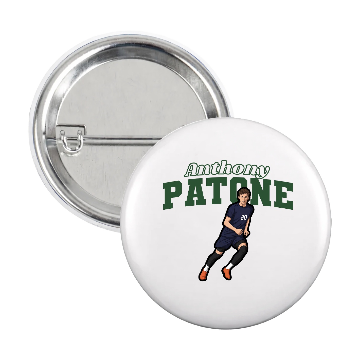 Game Day Button — Name Arch in White