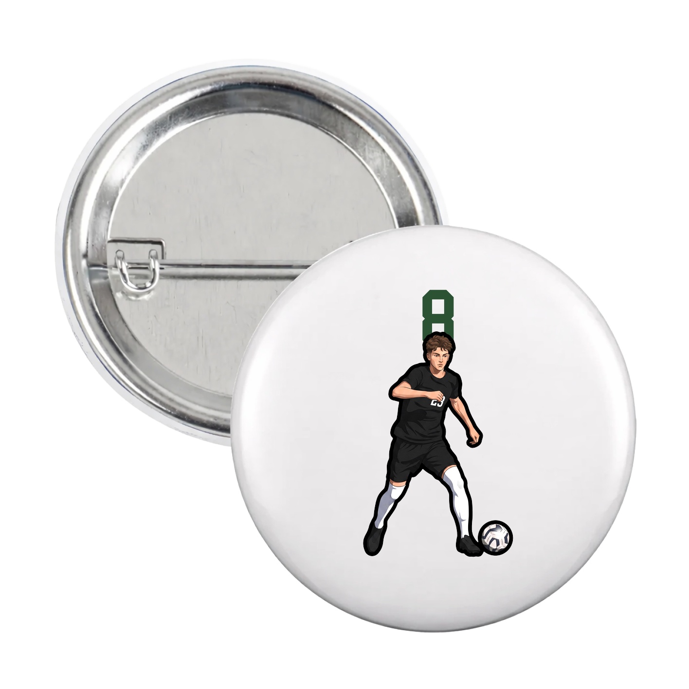 Game Day Button — Number Top in White