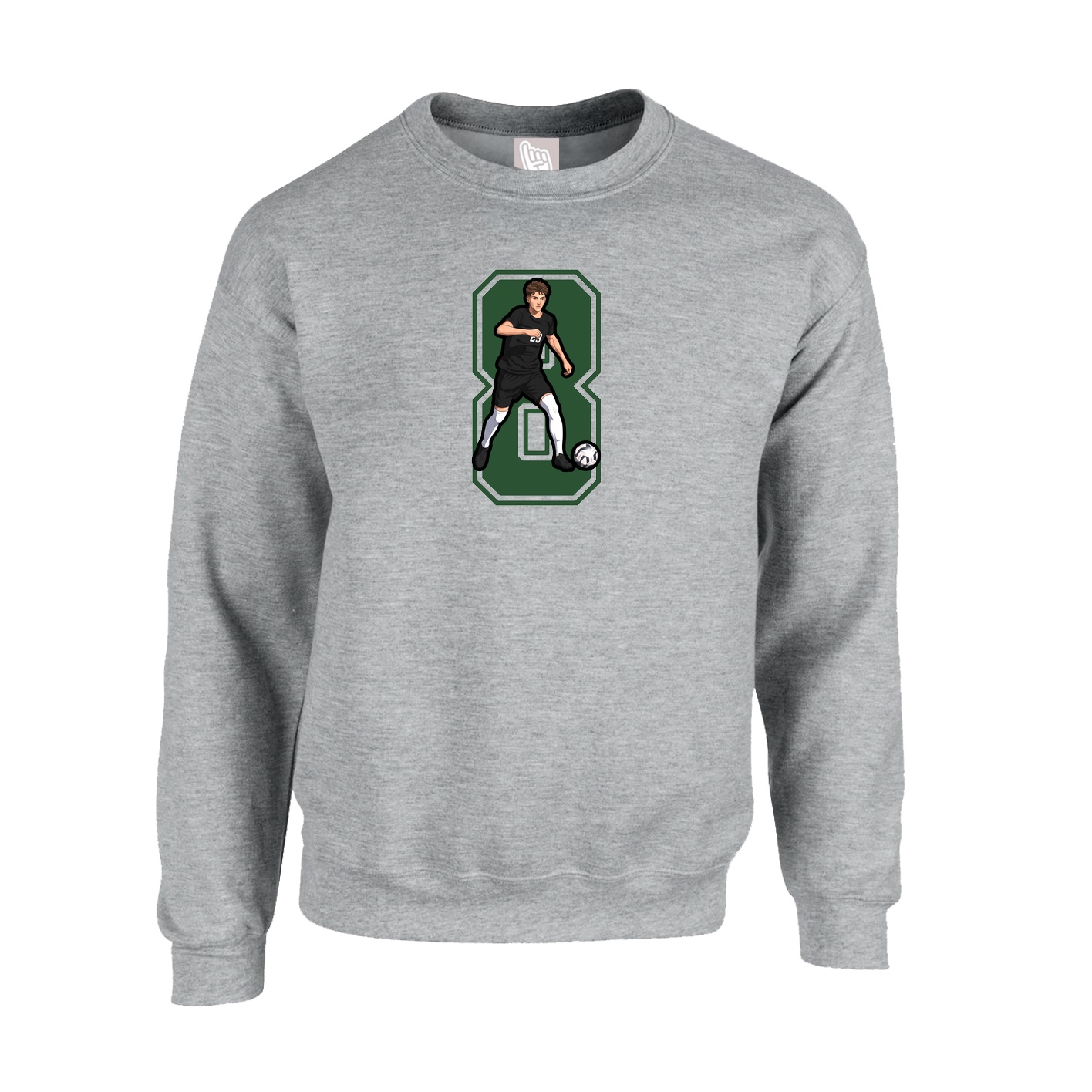 Fleece Crew — Number in Grey