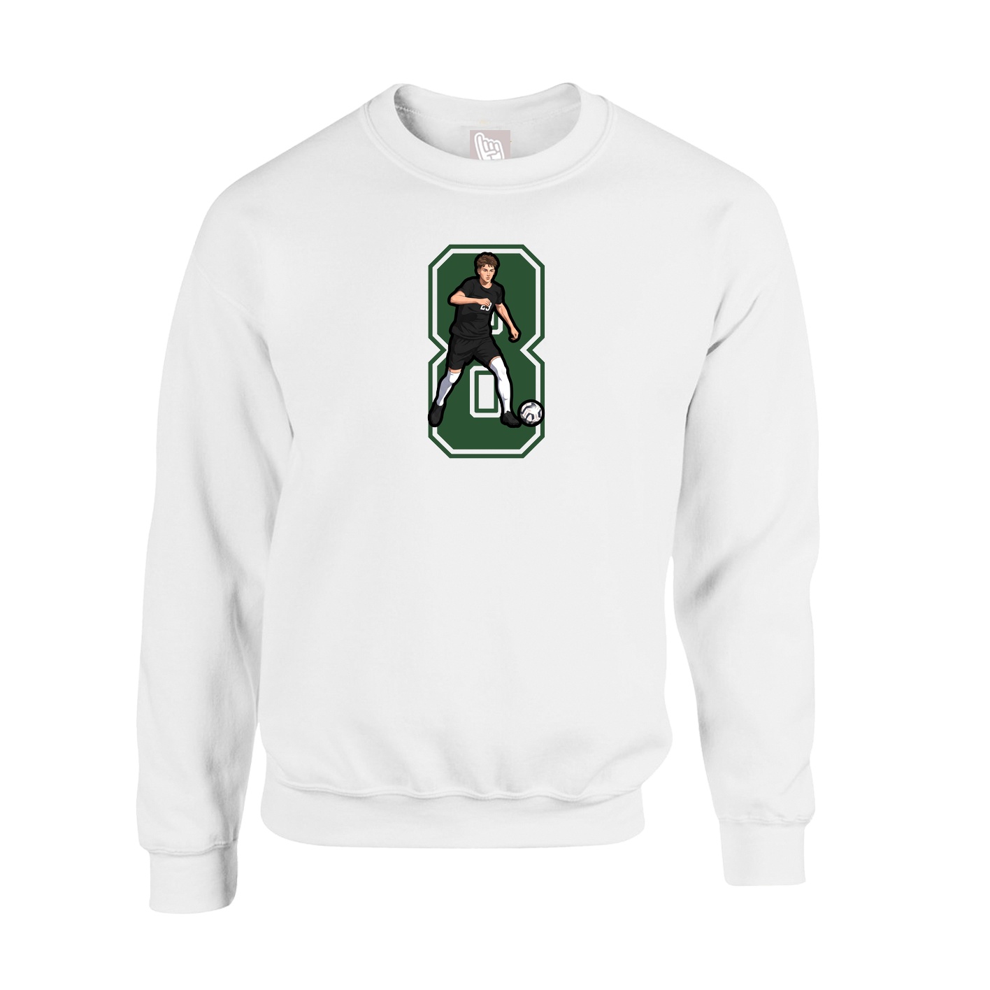 Fleece Crew — Number in White
