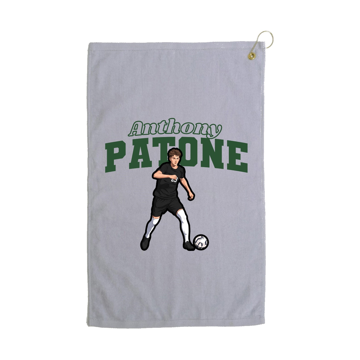 Golf Towel — Name Arch in Grey