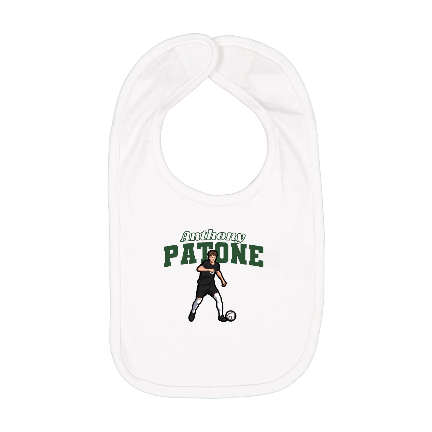 Infant Bib — Name Arch in White