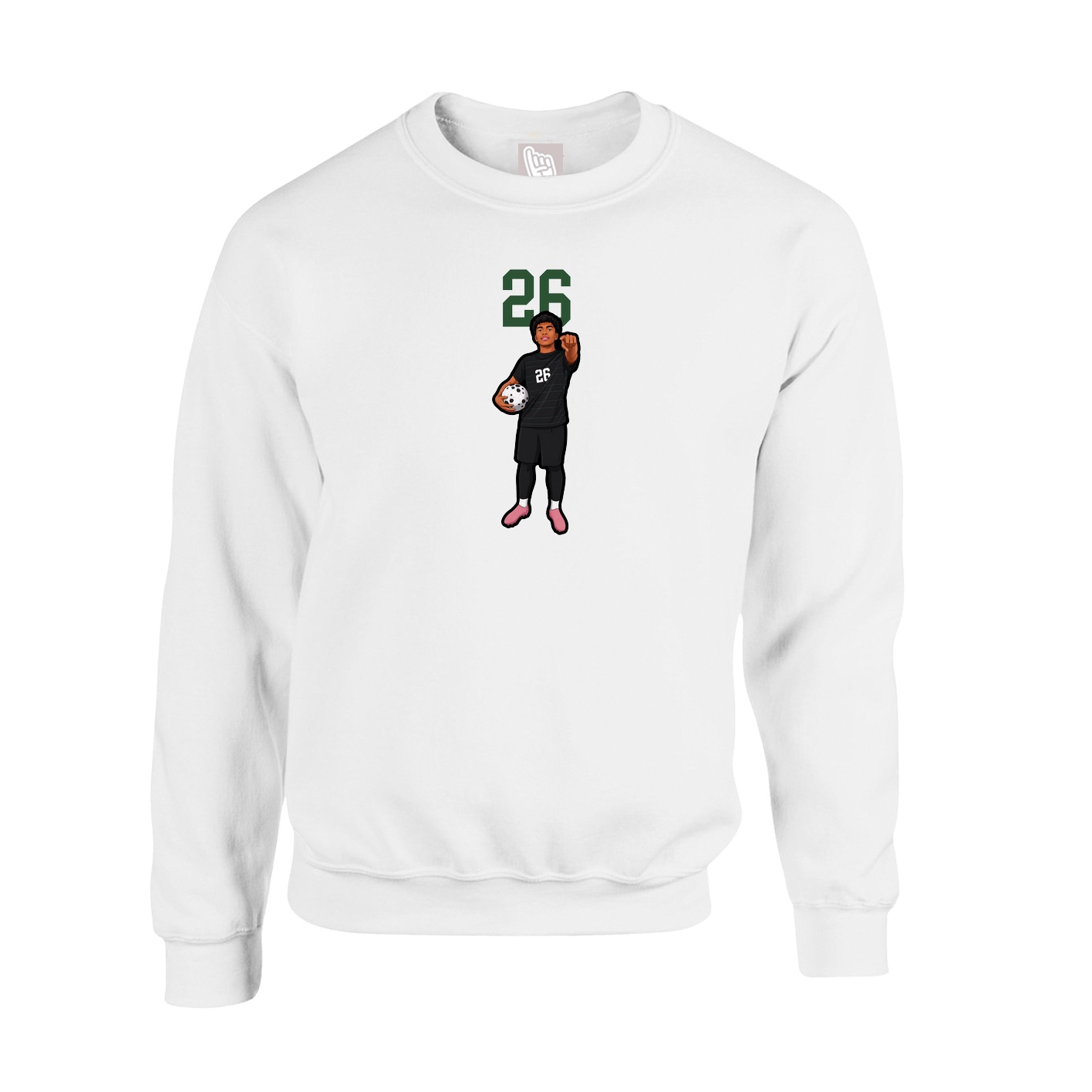 Fleece Crew — Number Top in White