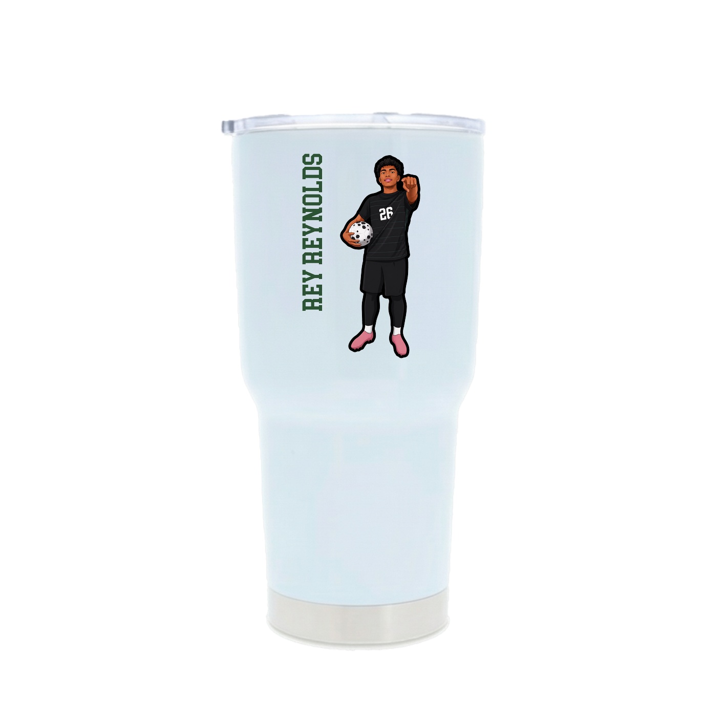 30oz Stainless Steel Tumbler — Name Vertical in White