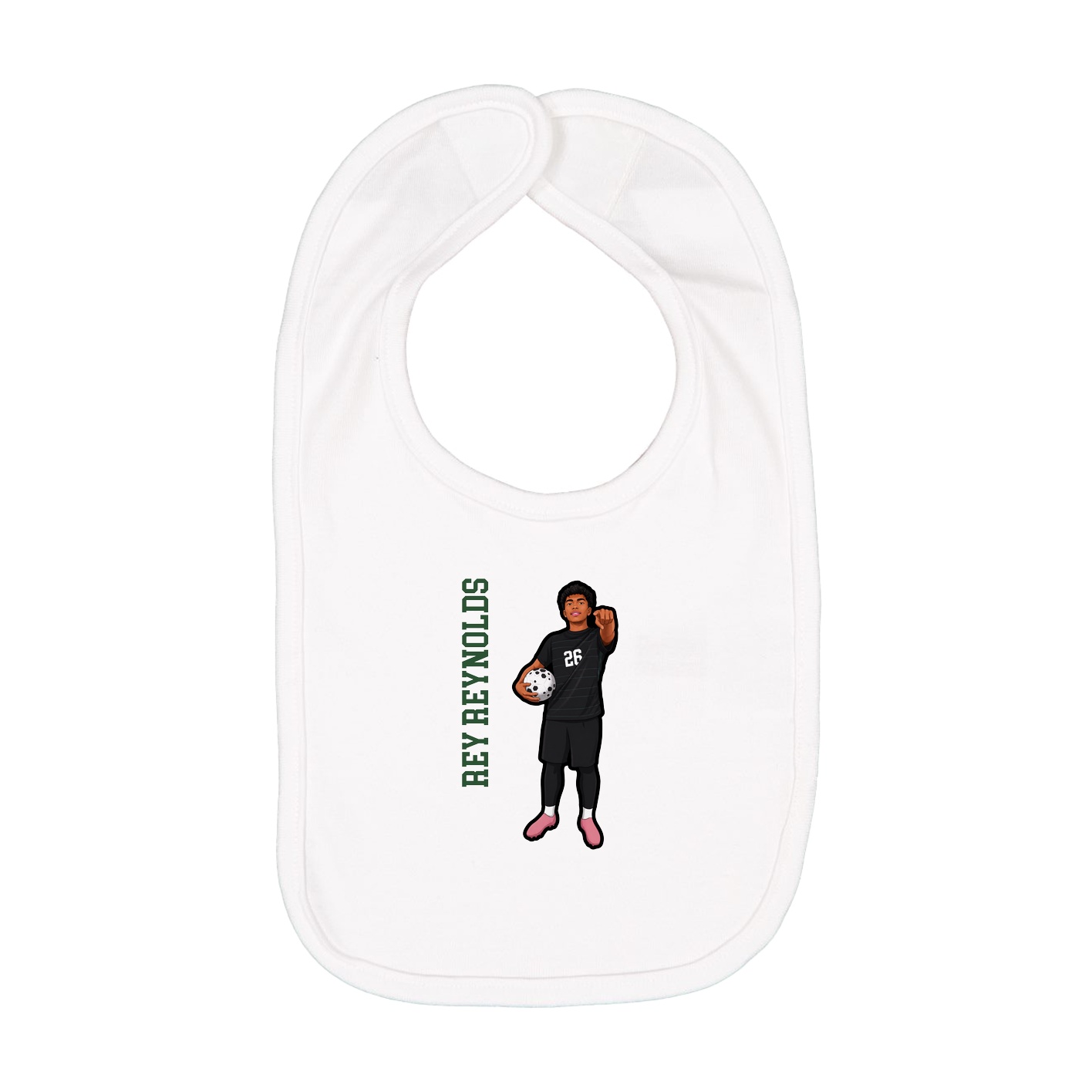 Infant Bib — Name Vertical in White