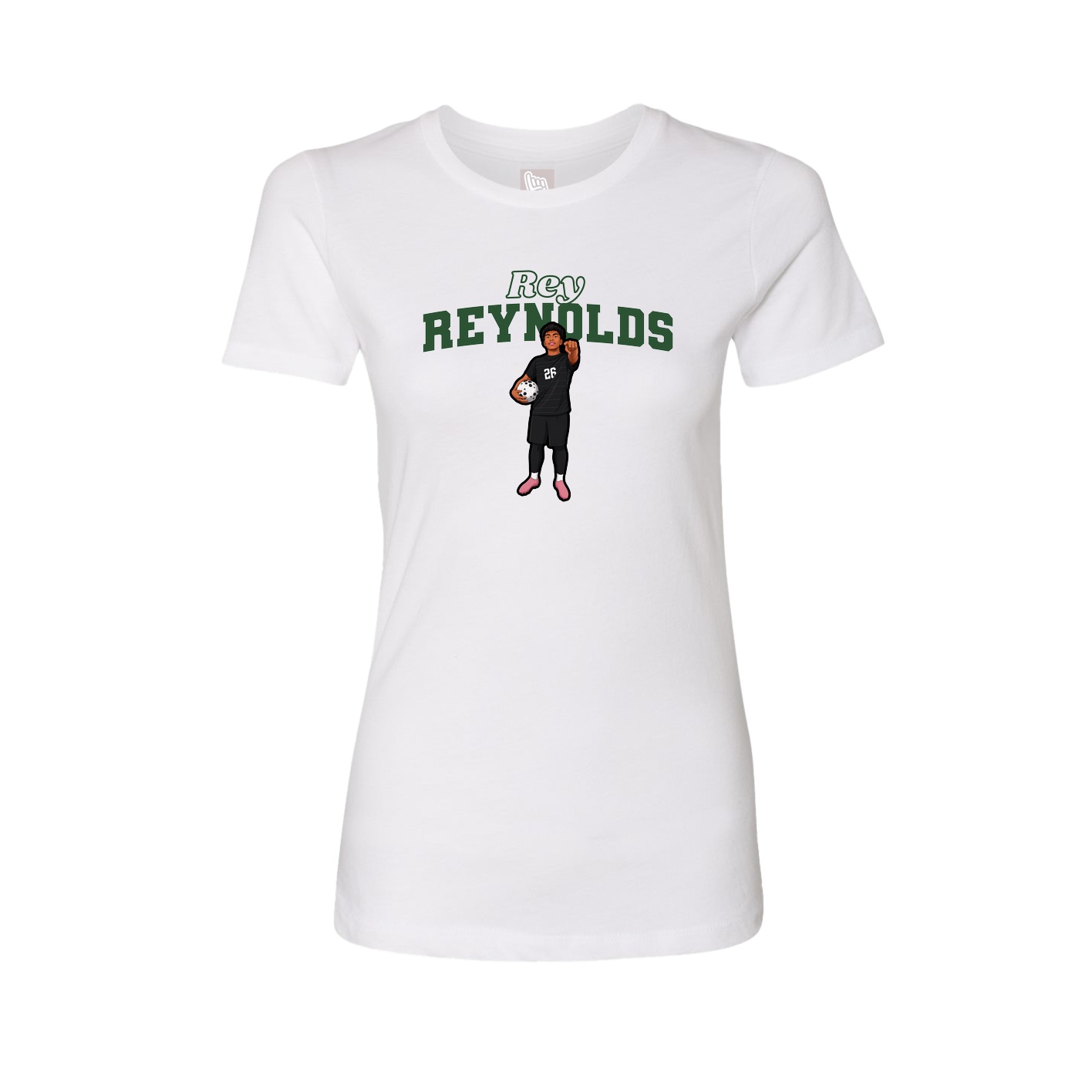 Fitted Women's Tee — Name Arch in White