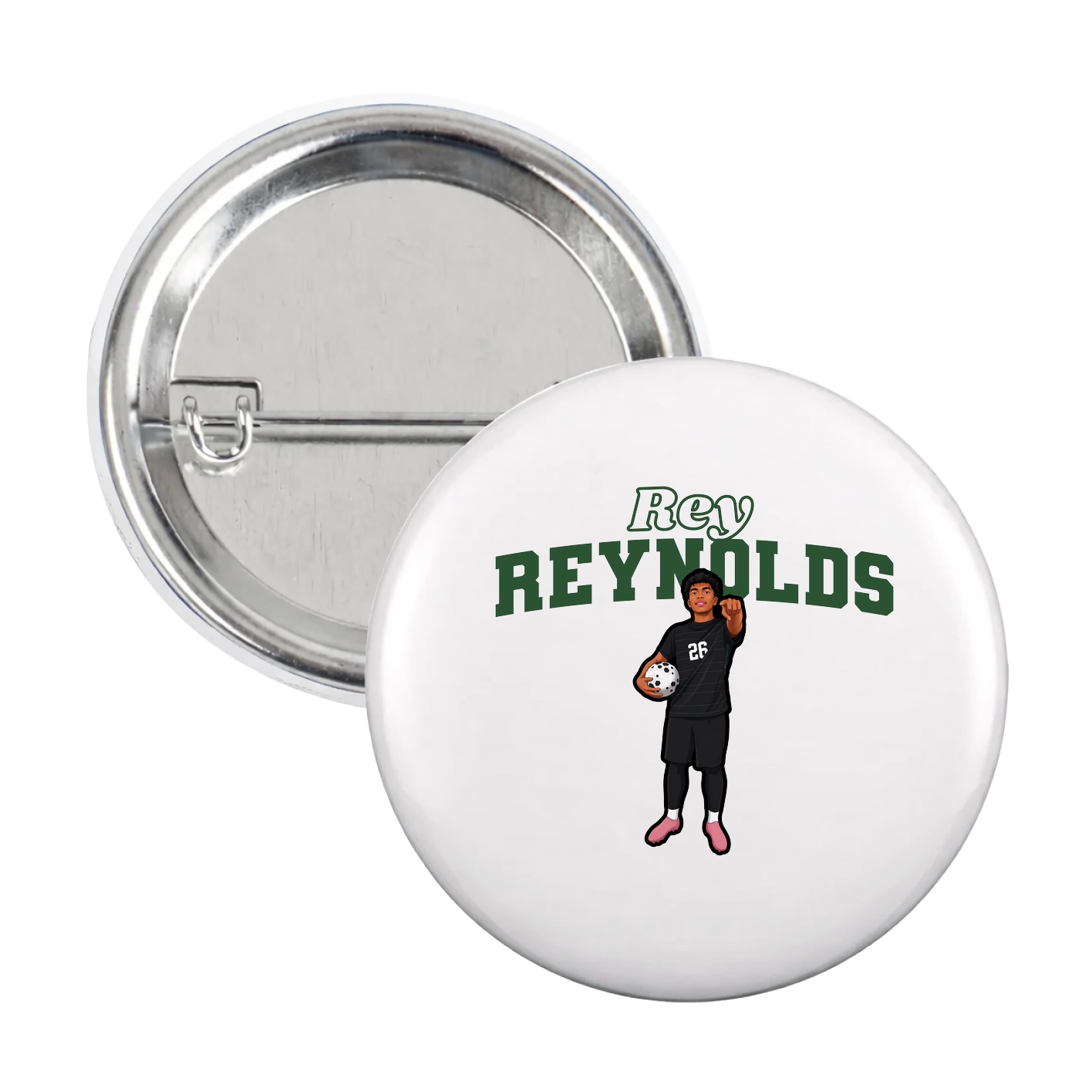 Game Day Button — Name Arch in White