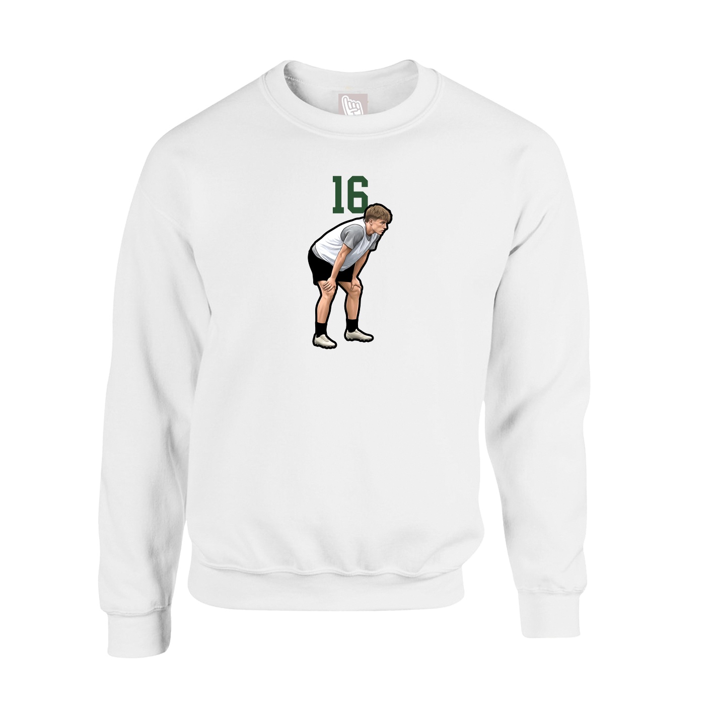 Fleece Crew — Number Top in White