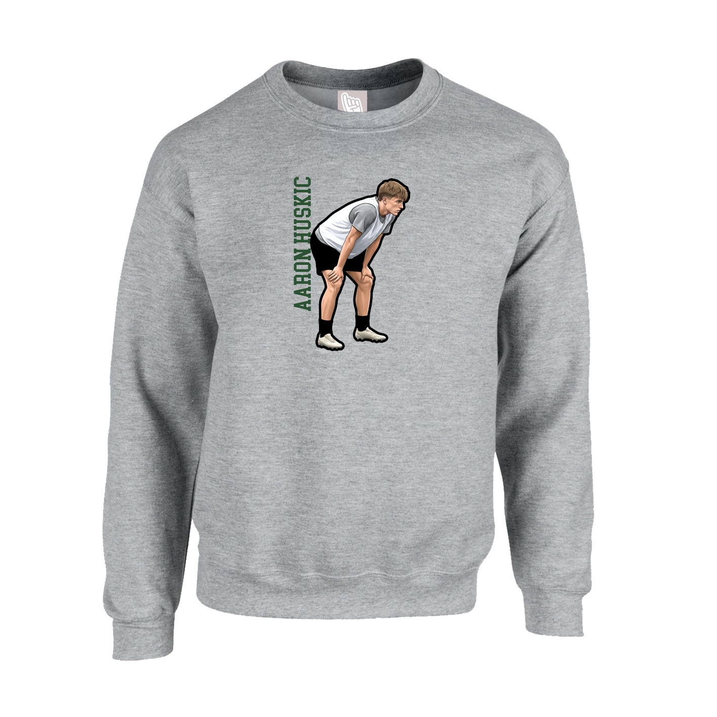 Fleece Crew — Name Vertical in Grey