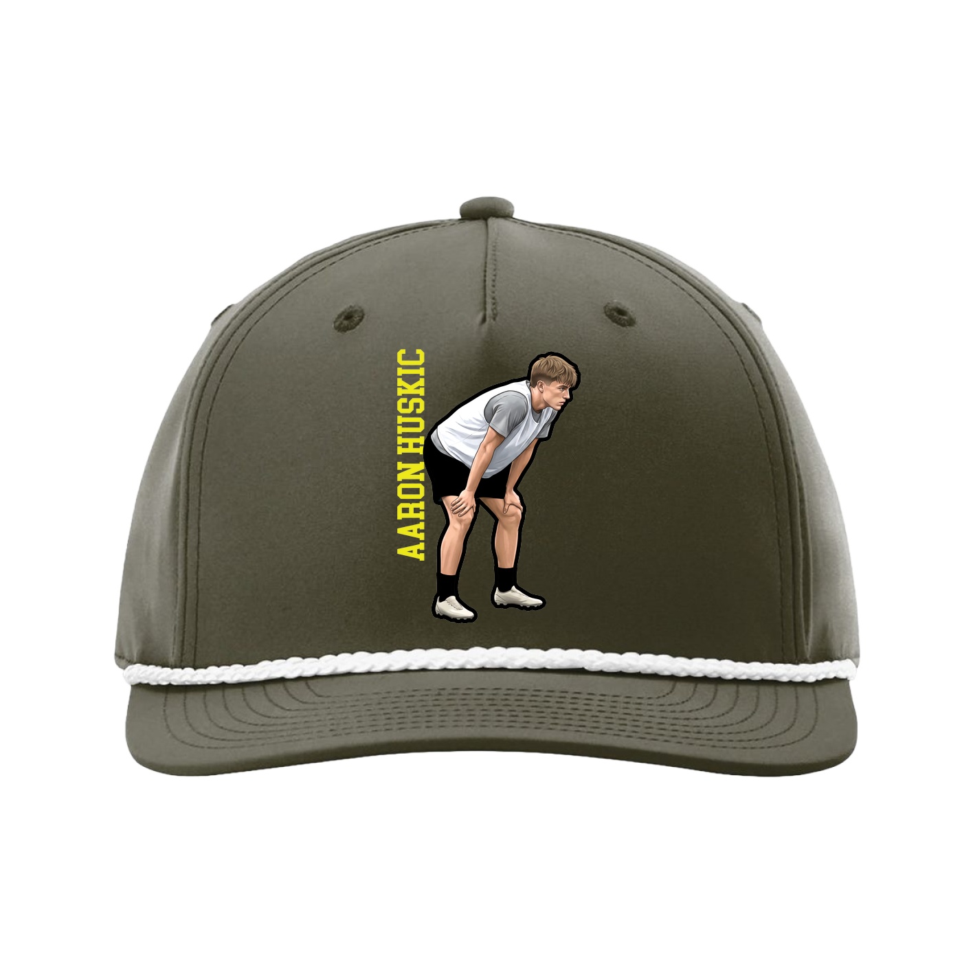 Five-Panel Classic Rope Cap — Name Vertical in Green