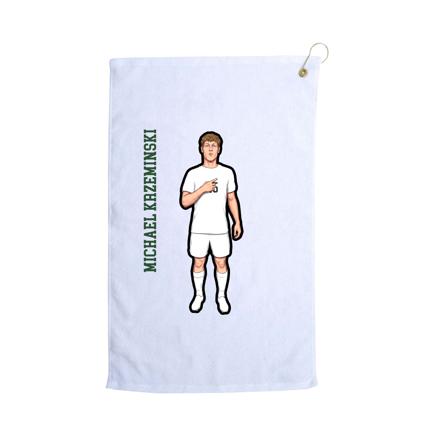 Golf Towel — Name Vertical in White