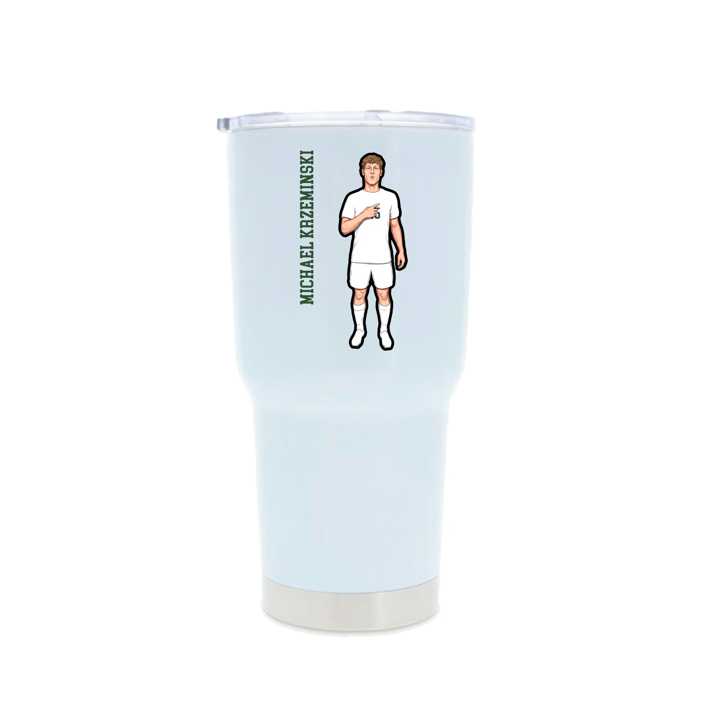 30oz Stainless Steel Tumbler — Name Vertical in White