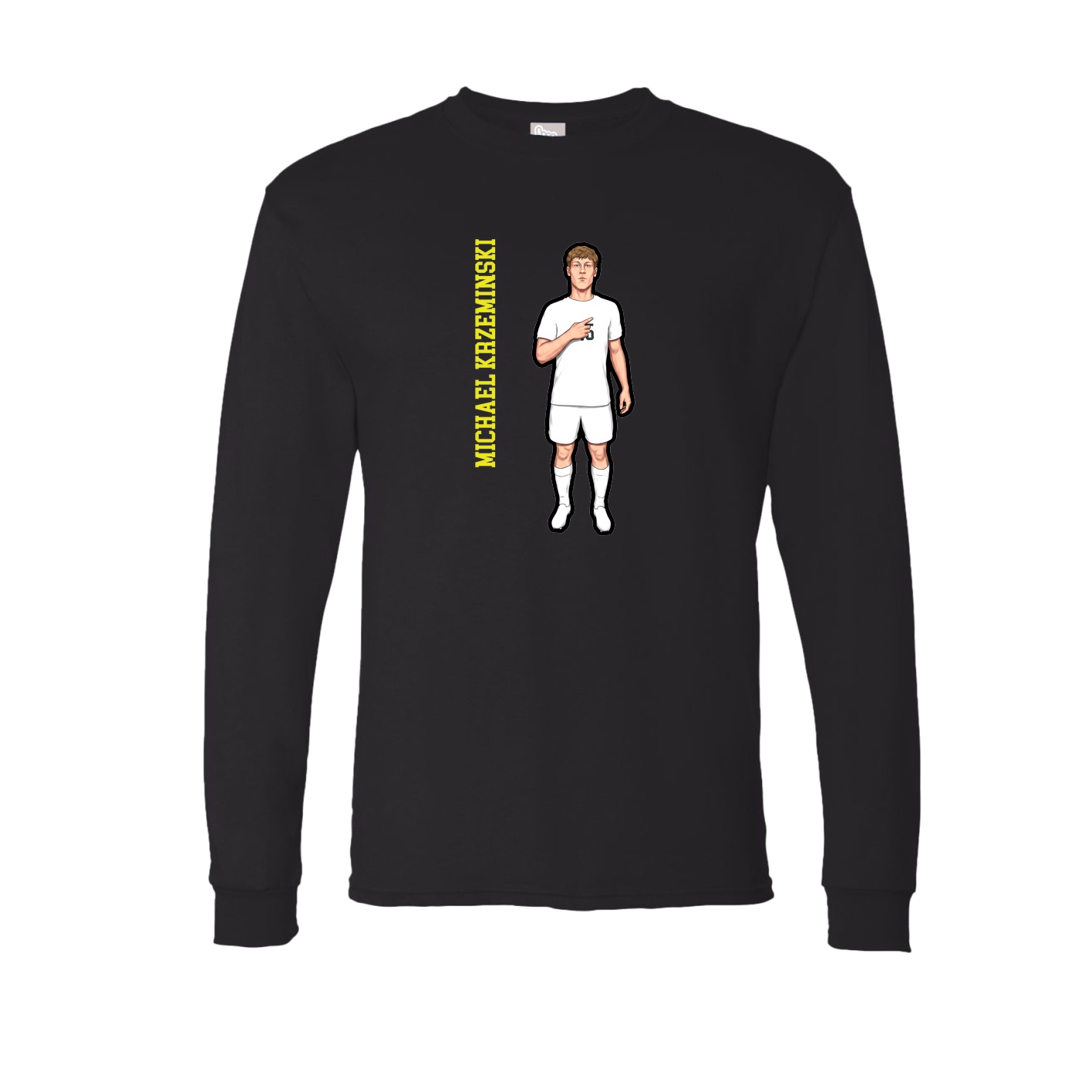 Long Sleeve Tee — Name Vertical in Black
