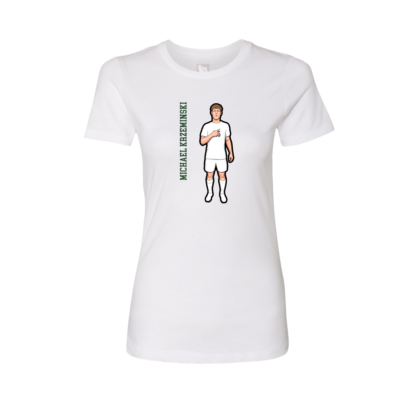 Fitted Women's Tee — Name Vertical in White