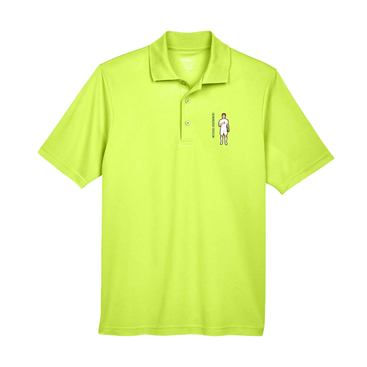 Performance Polo — Name Vertical in Yellow