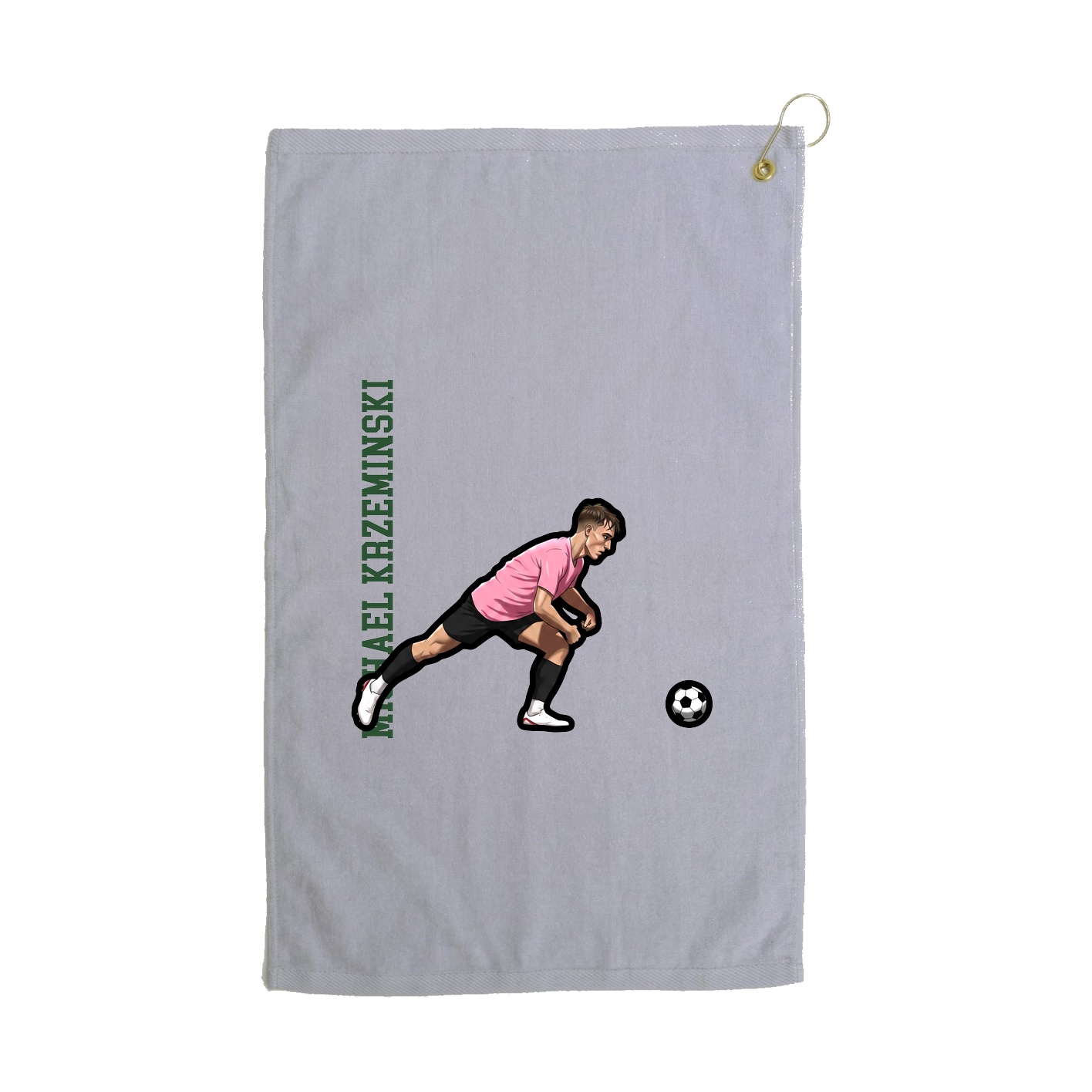 Golf Towel — Name Vertical in Grey