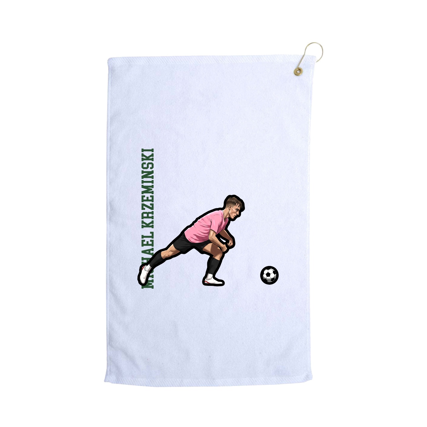 Golf Towel — Name Vertical in White
