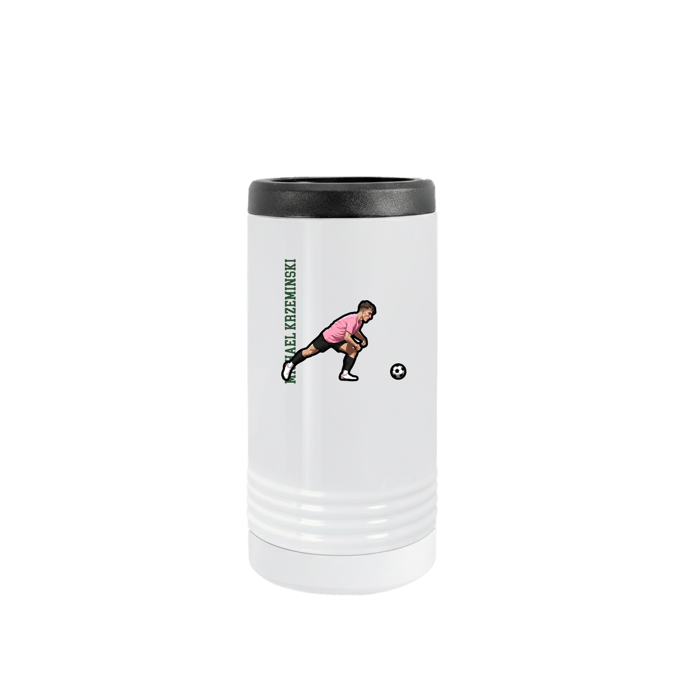Slim Beverage Holder — Name Vertical in White
