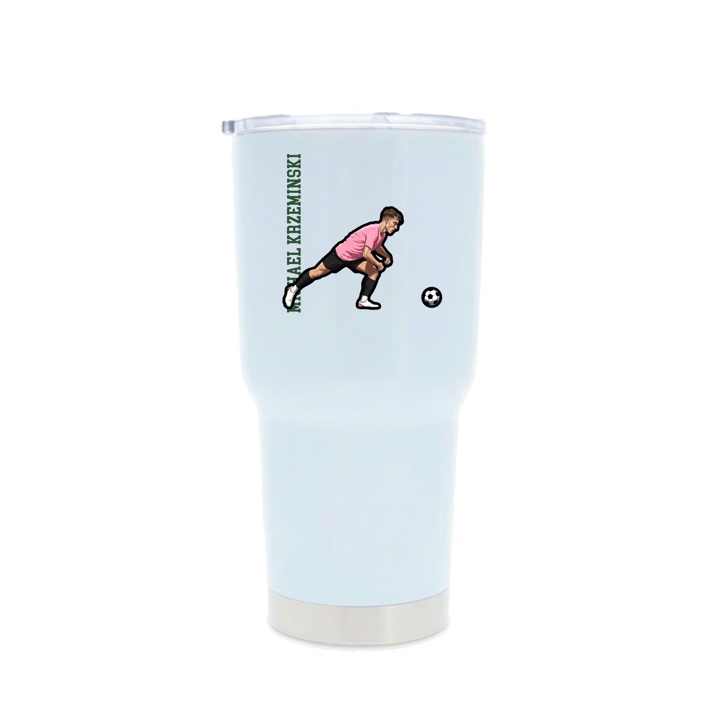 30oz Stainless Steel Tumbler — Name Vertical in White