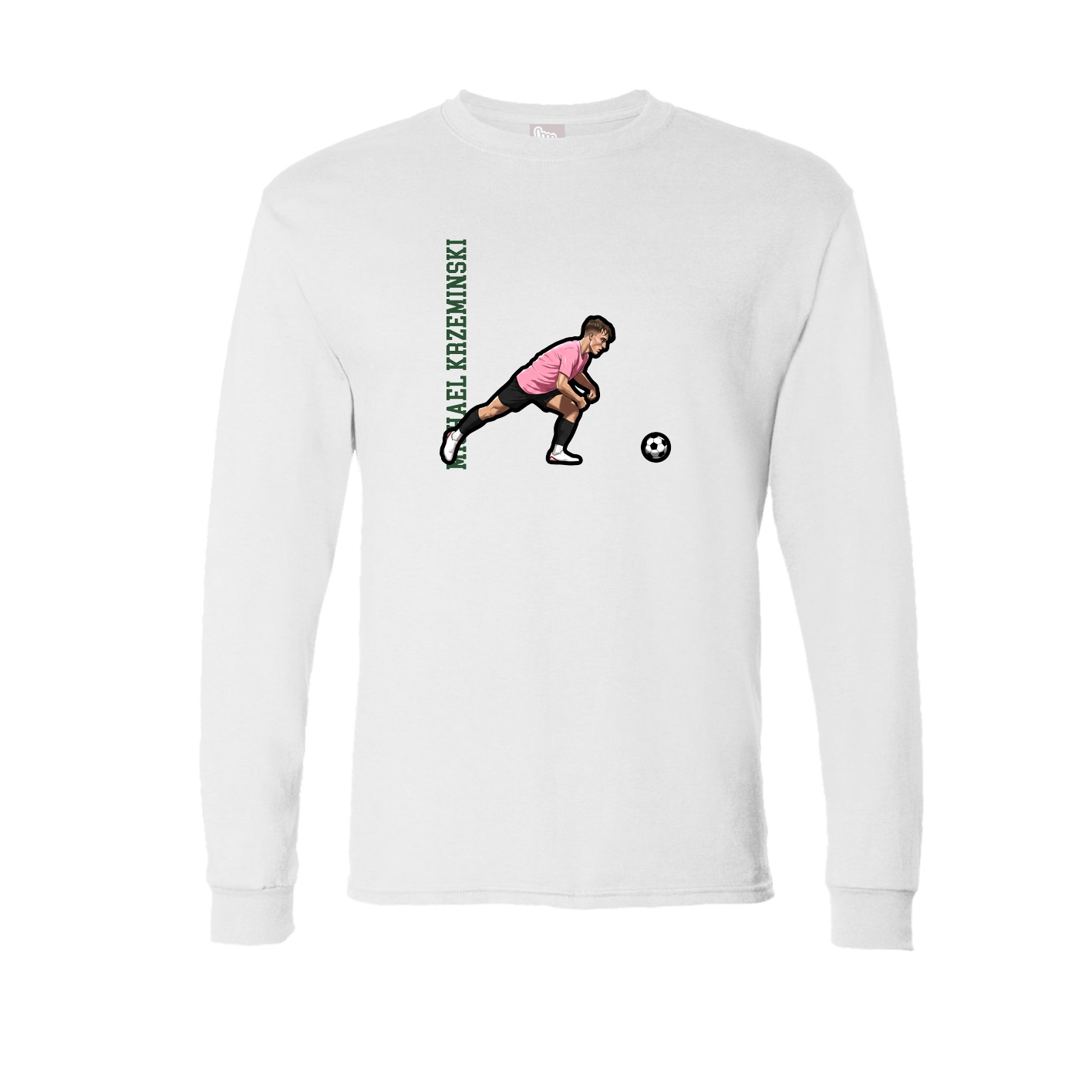 Long Sleeve Tee — Name Vertical in White
