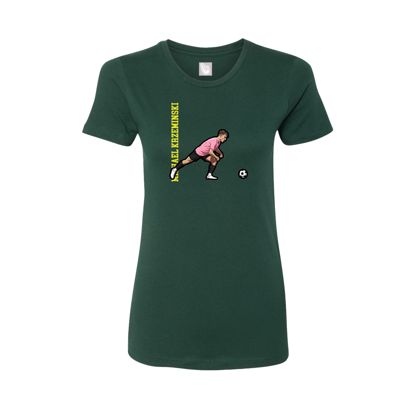 Fitted Women's Tee — Name Vertical in Green