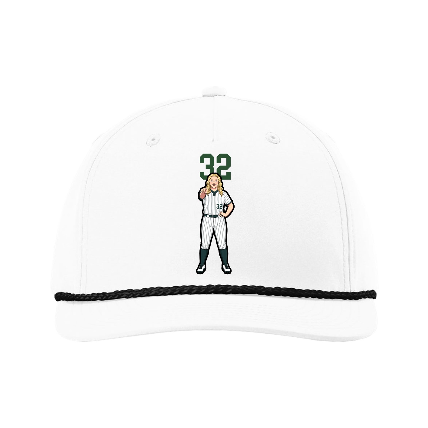 Five-Panel Classic Rope Cap — Number Top in White