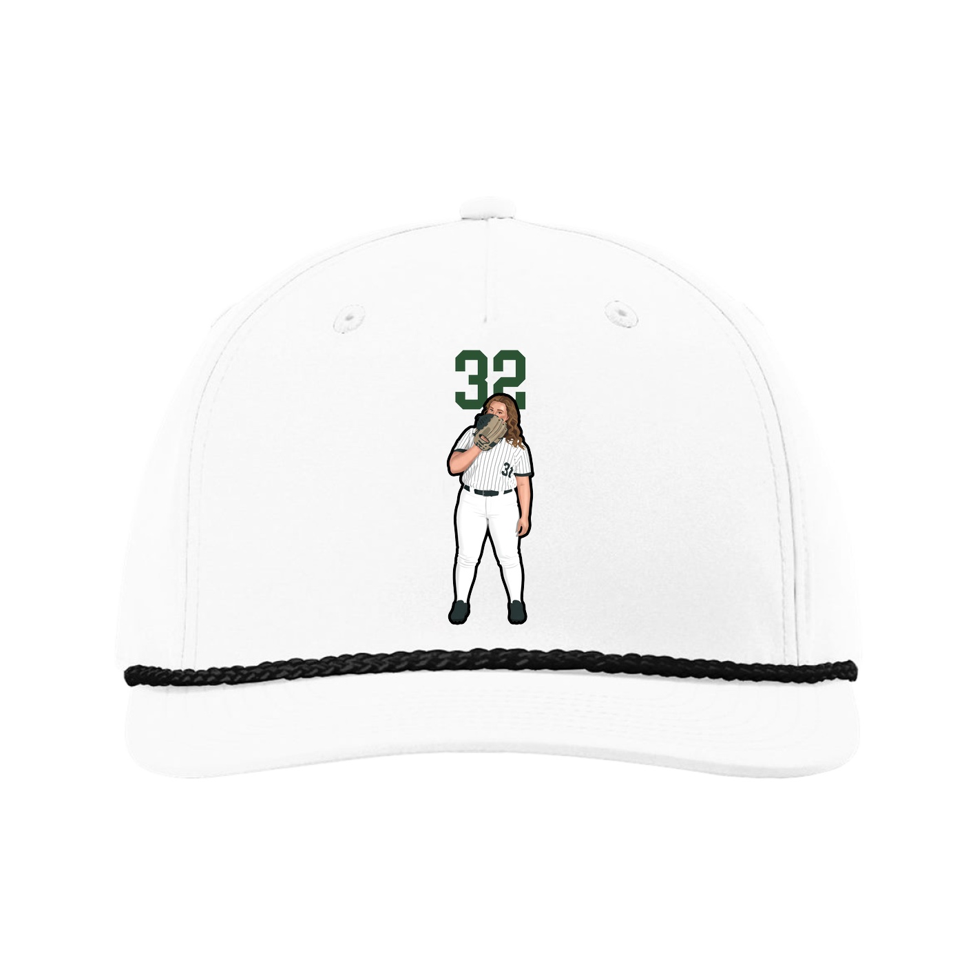 Five-Panel Classic Rope Cap — Number Top in White
