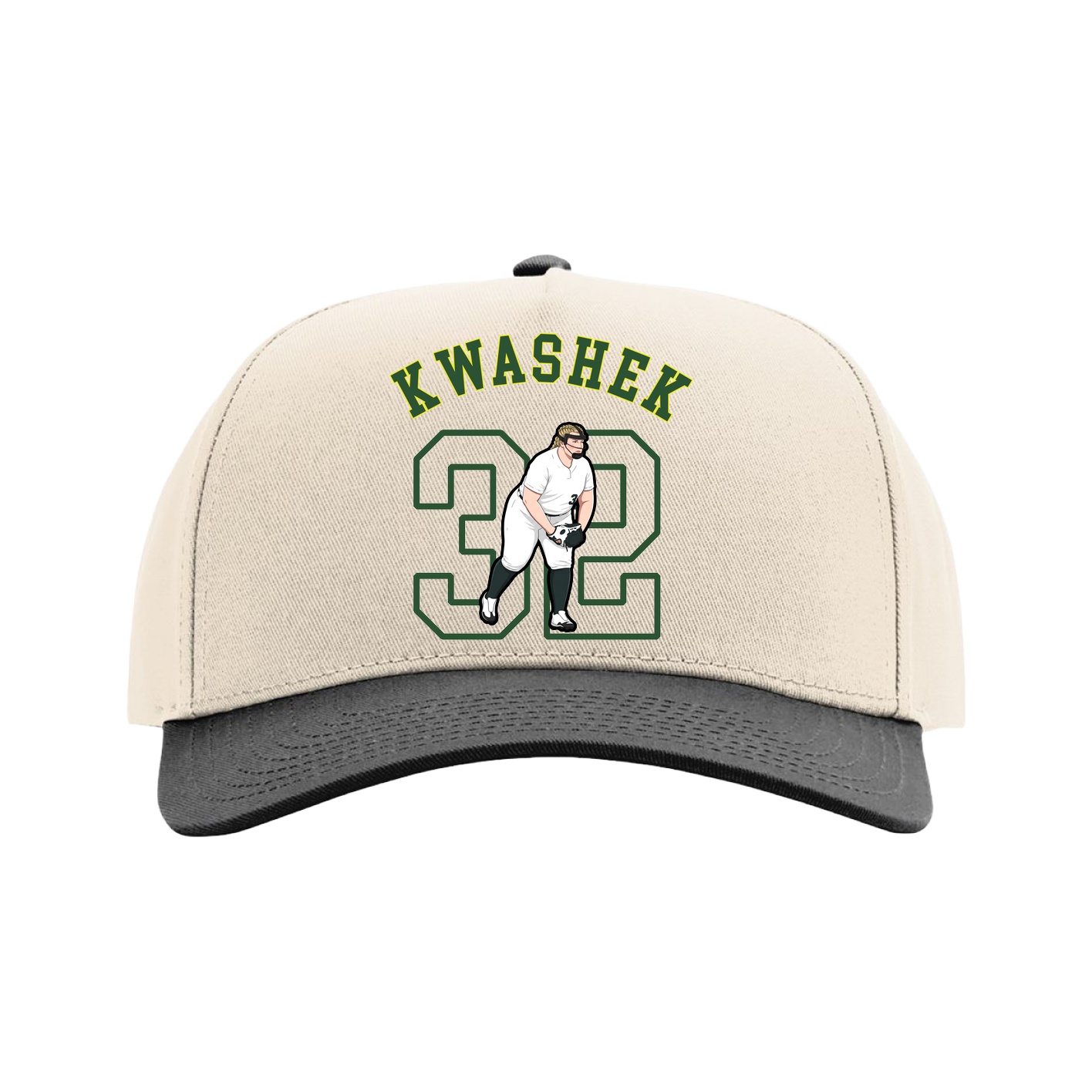 Full Fabric Five-Panel Champ Cap — Shirsey Arch in Cream/Black