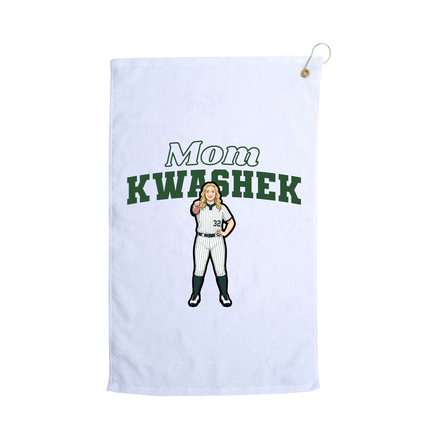 Golf Towel — Mothers Day Block in White
