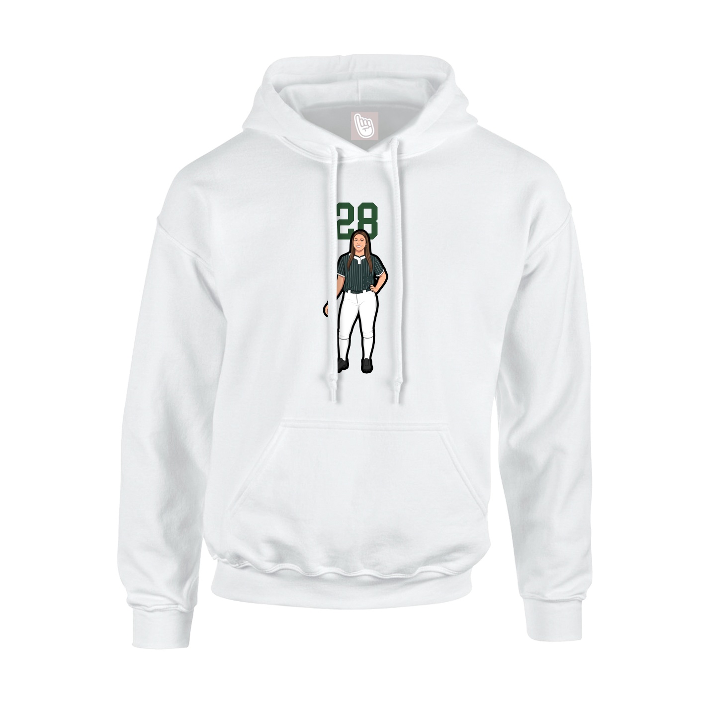 Youth Hoodie — Number Top in White