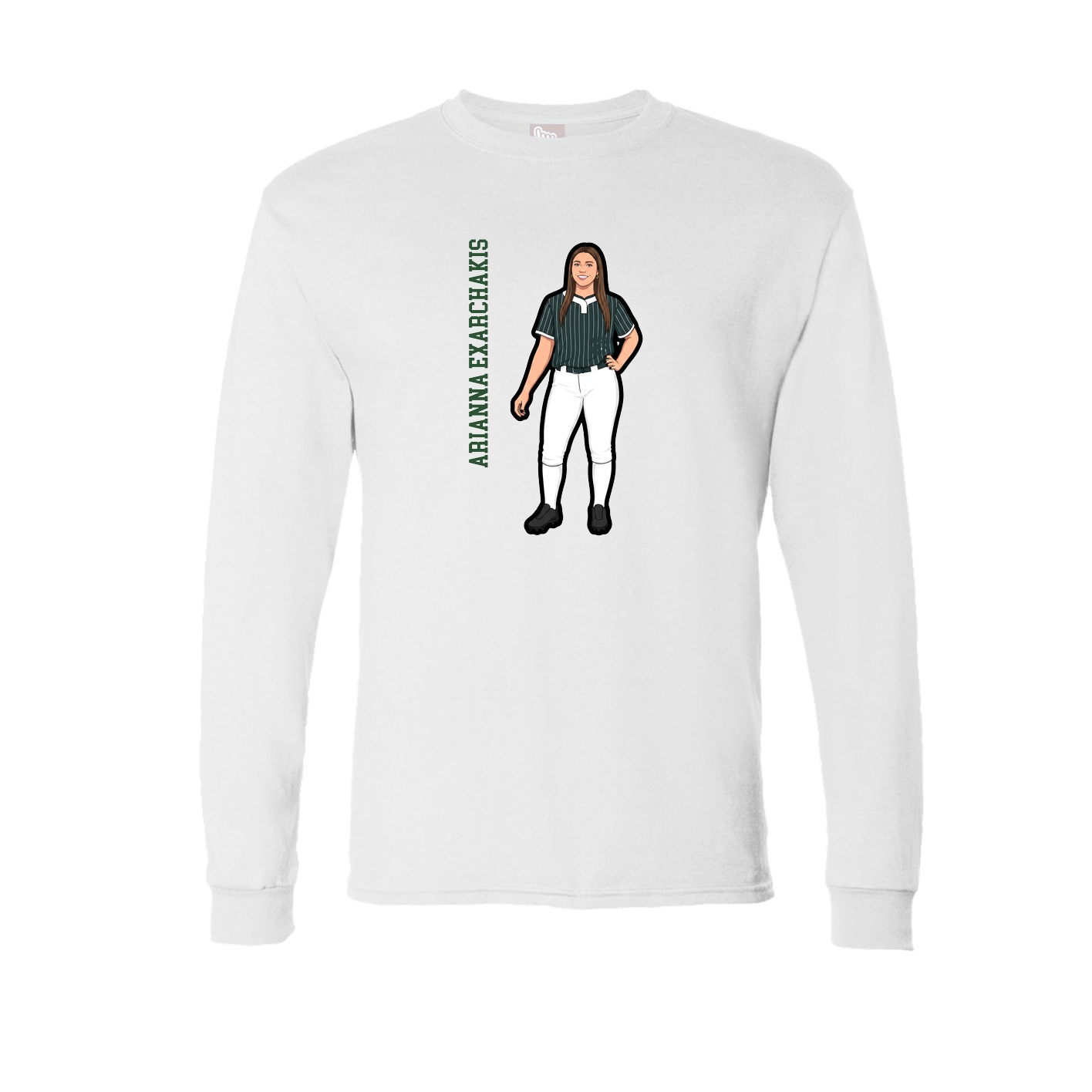 Long Sleeve Tee — Name Vertical in White