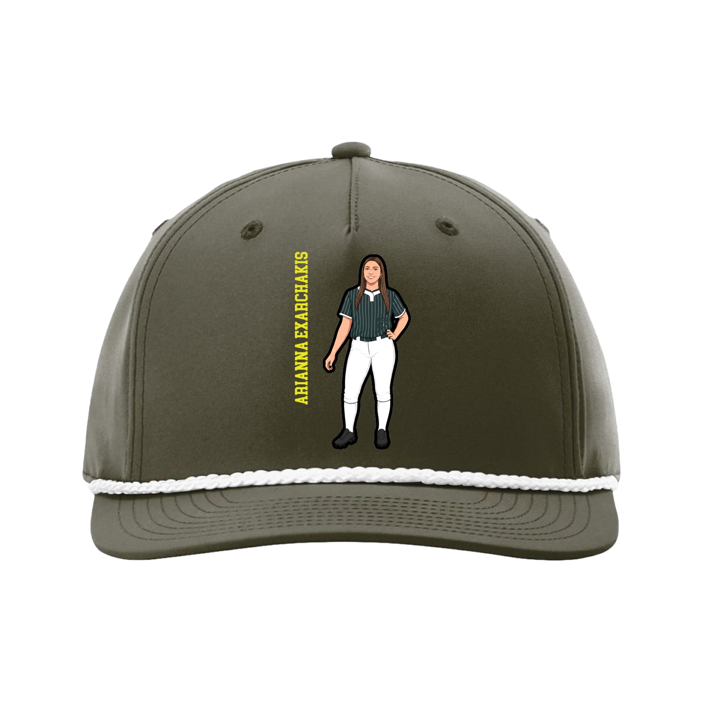 Five-Panel Classic Rope Cap — Name Vertical in Green