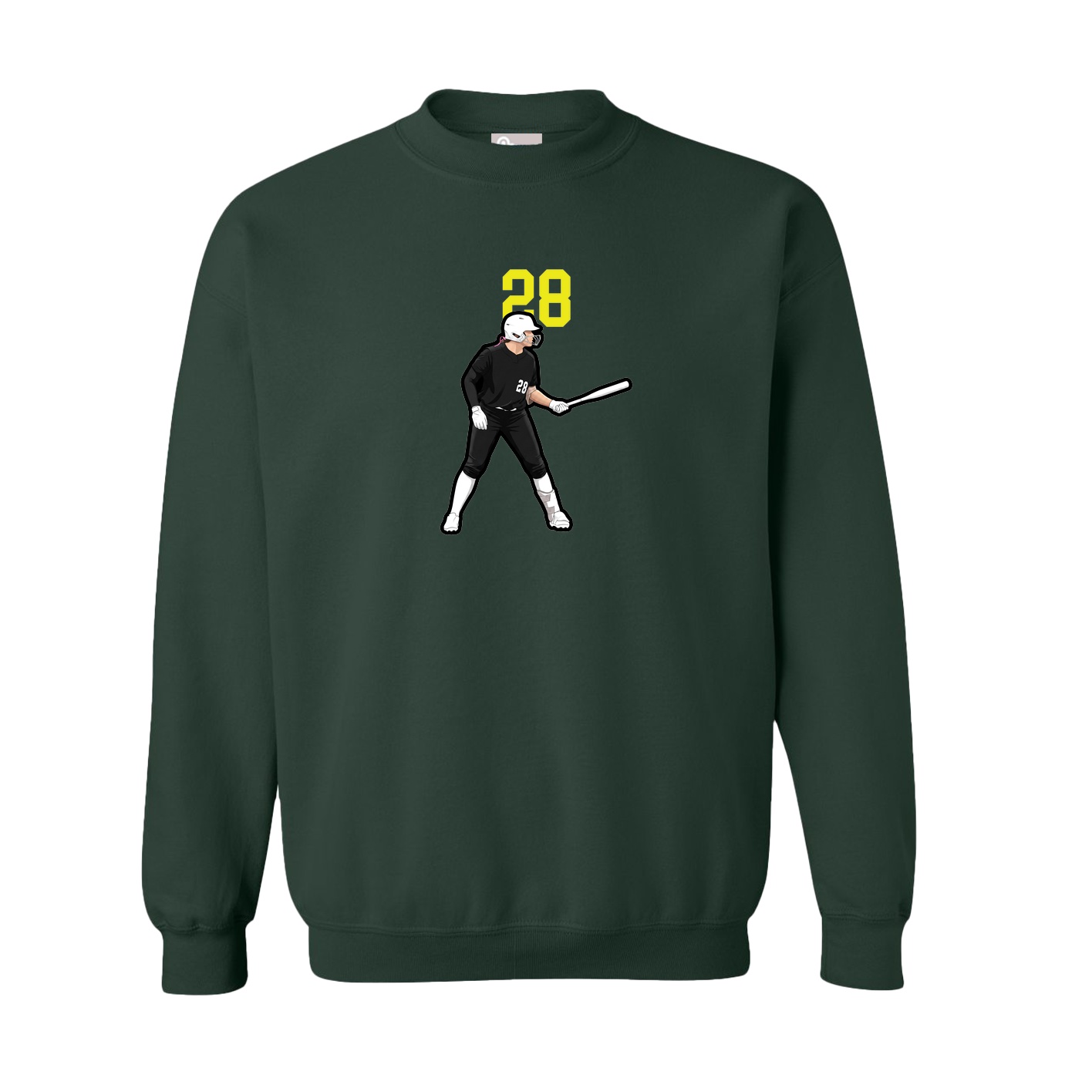 Fleece Crew — Number Top in Green