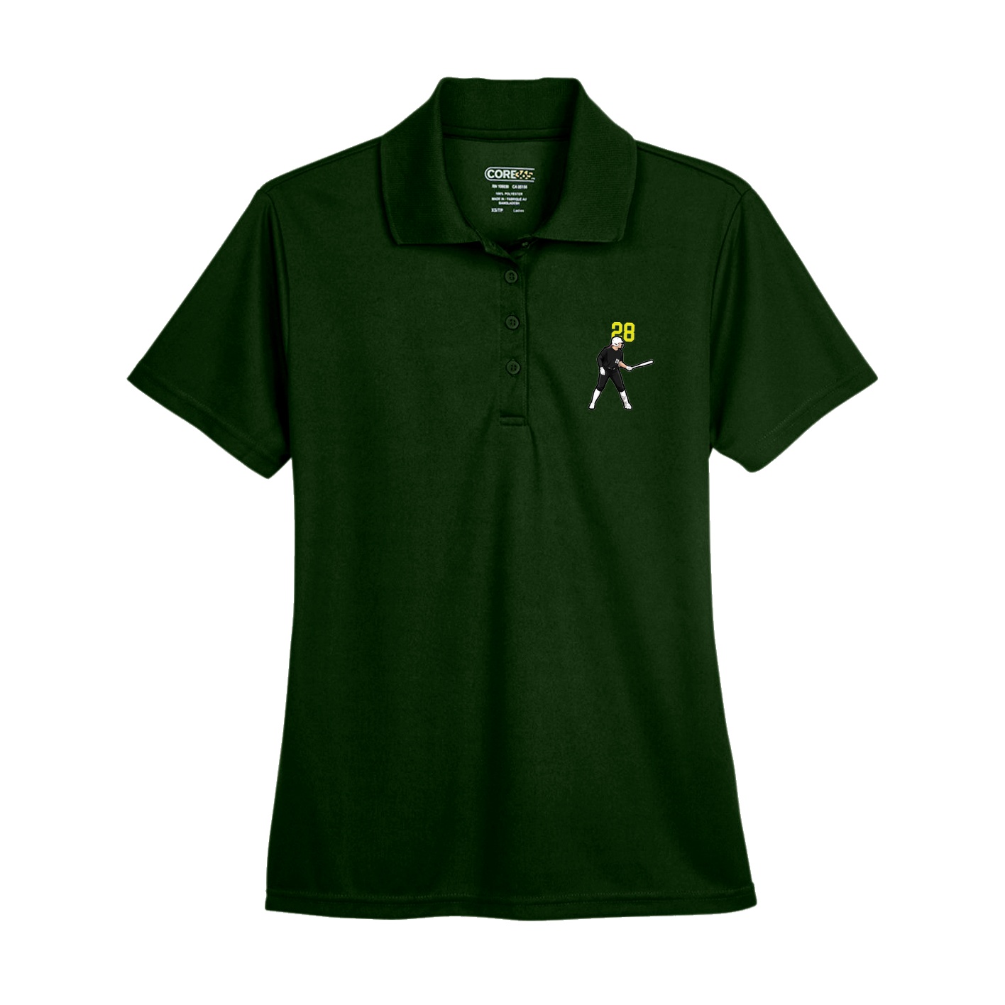 Womens Performance Polo — Number Top in Green