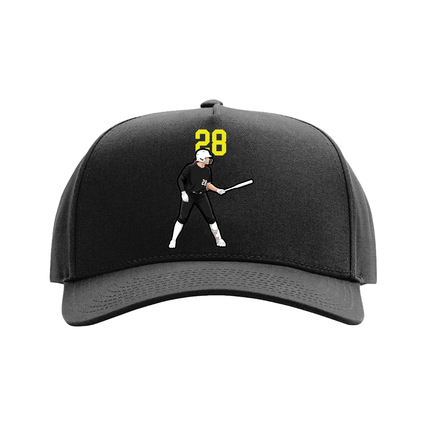 Full Fabric Five-Panel Champ Cap — Number Top in Black