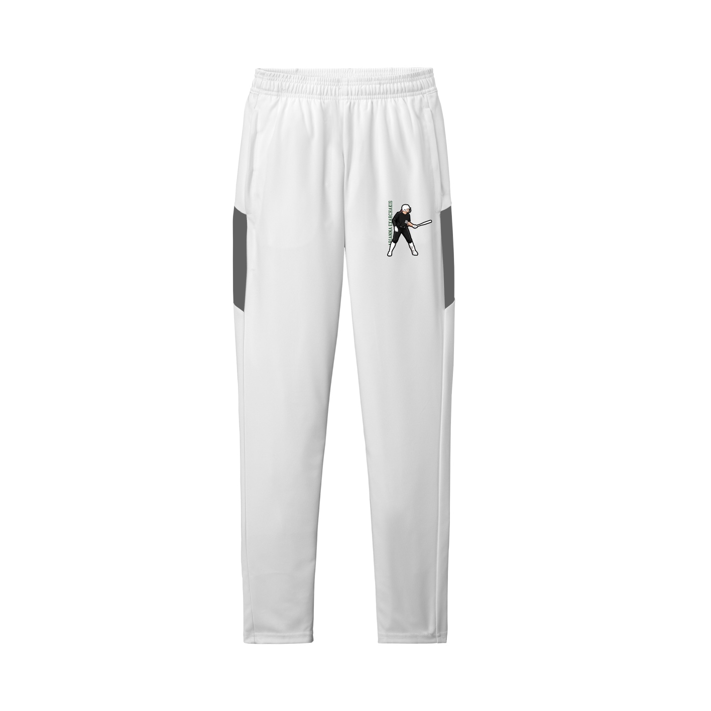 Team Travel Pant — Name Vertical in White/Grey