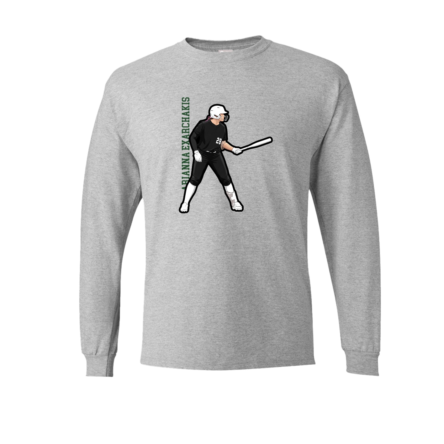 Long Sleeve Tee — Name Vertical in Grey