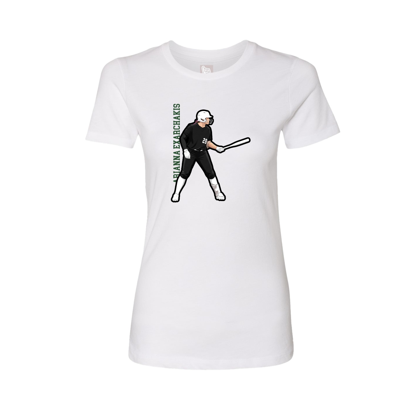 Womens Tee — Name Vertical in White