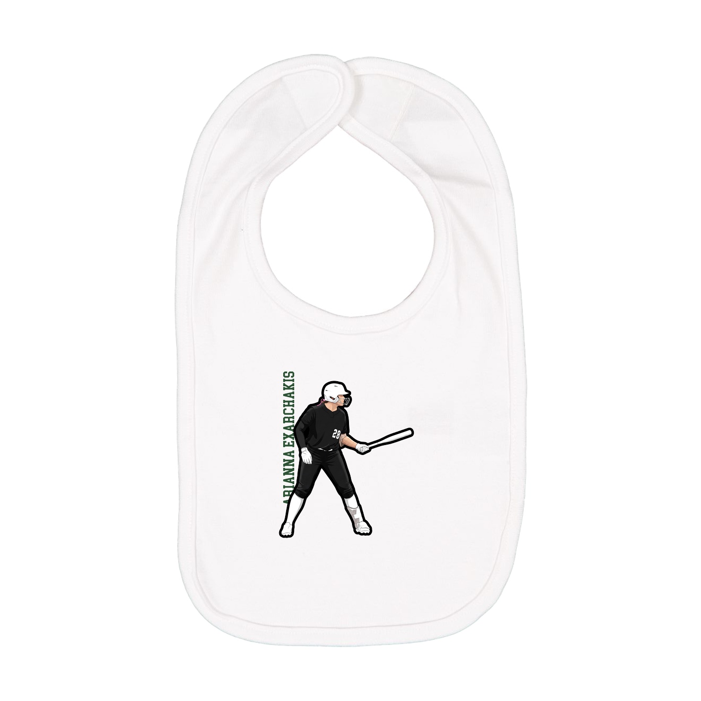 Infant Bib — Name Vertical in White