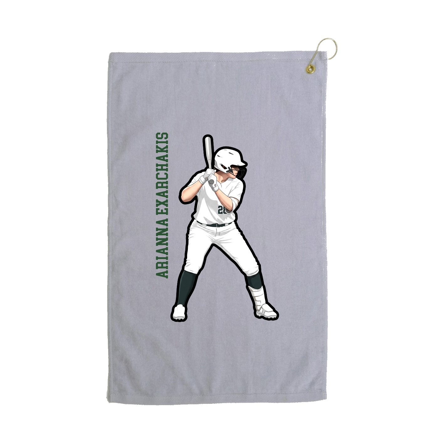 Golf Towel — Name Vertical in Grey