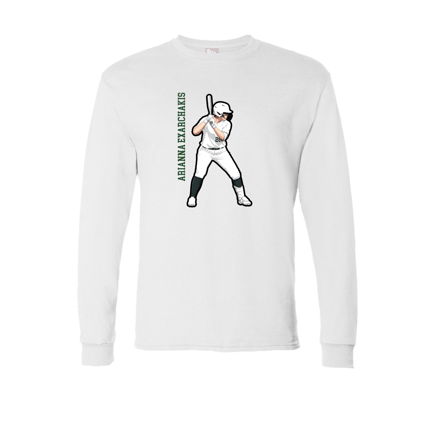 Long Sleeve Tee — Name Vertical in White
