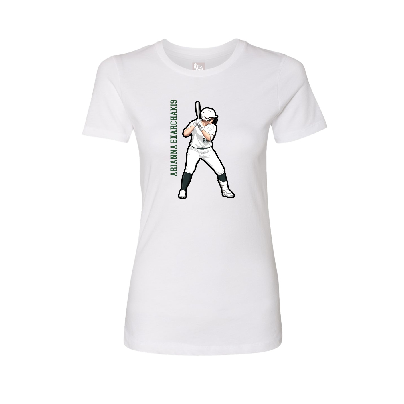 Womens Tee — Name Vertical in White