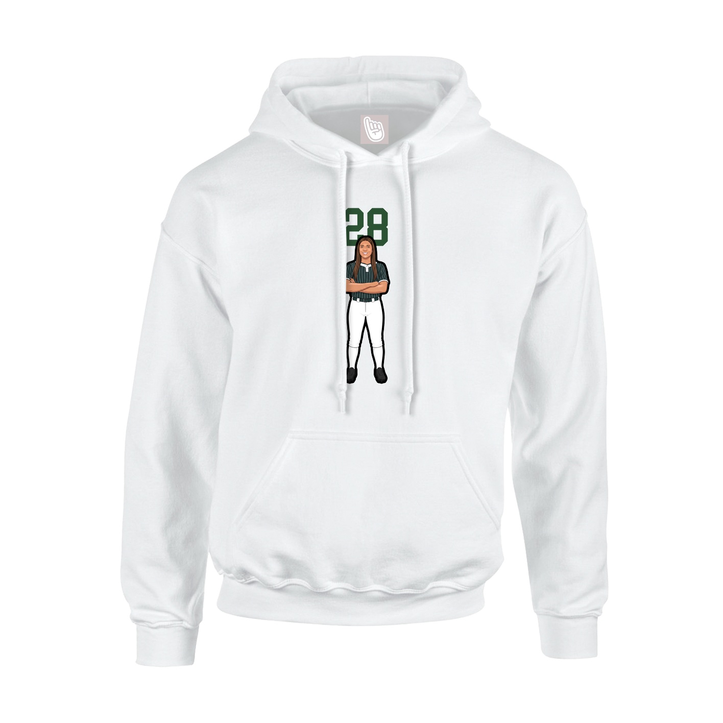 Youth Hoodie — Number Top in White